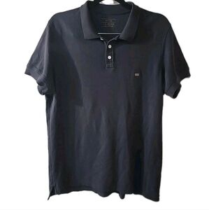 Billy‎ Reid Black Pima Cotton Embroidered Lightweight Polo Shirt Size Large